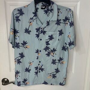 Bluey Light Blue Short-Sleeve Palm Print Shirt